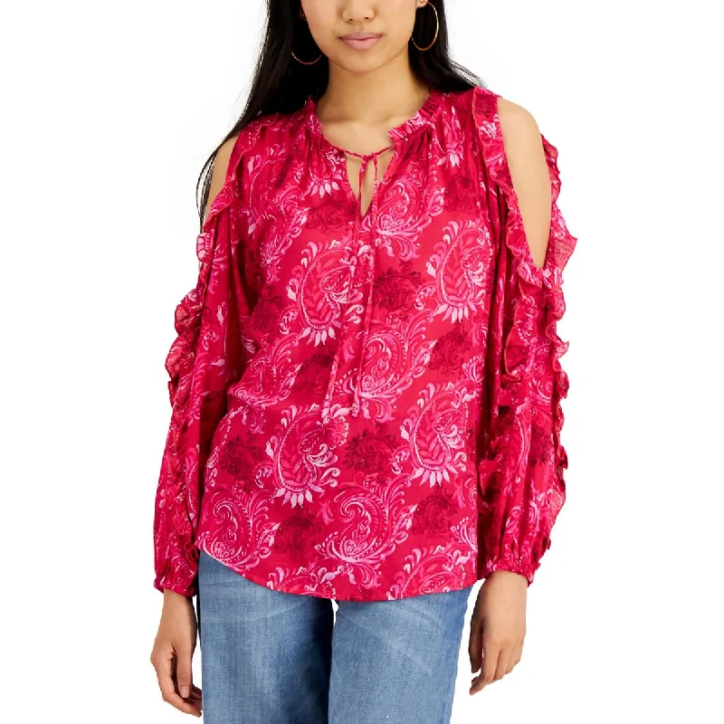 Willow Drive Womens Paisley Split Neck Blouse