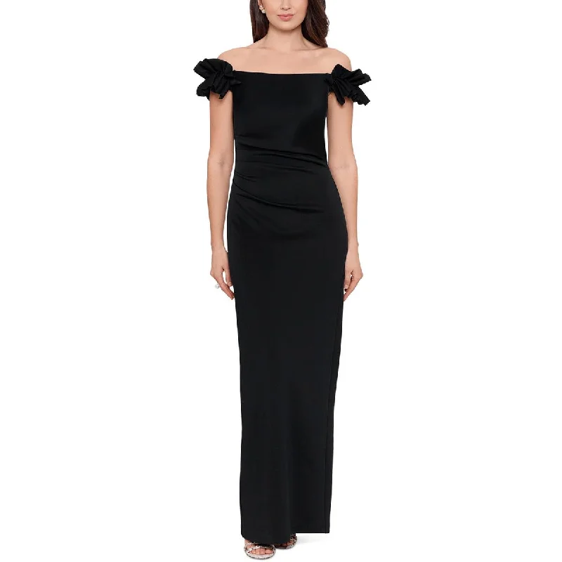 X by Xscape Womens Ruffled Long Evening Dress