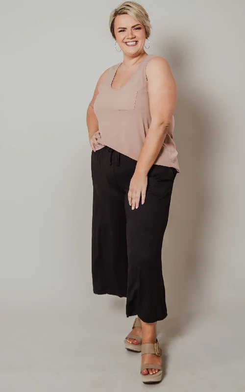 Now or Never Black Wide Leg Capri - Final Sale