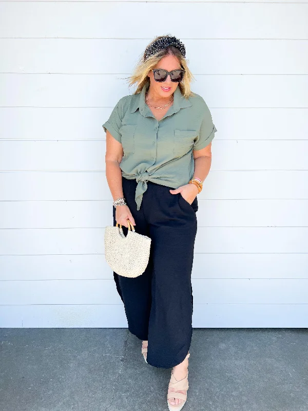 Lowest Price Black Wide Leg Slacks - Curvy Girl - Final Sale*