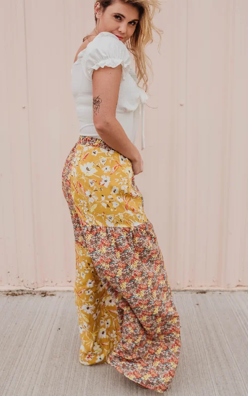 Midnight Madness Boho Floral Patch Palazzo Pants | FINAL SALE*