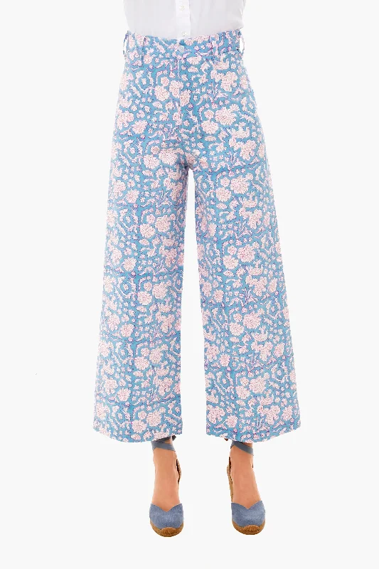 Price Drop Cornflower Blue Nila Print Disco Pant