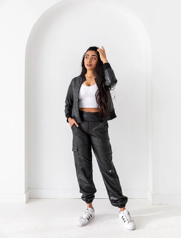 Bargain Prices LADIES VEGAN LEATHER STUDIO TO STREET JOGGERS