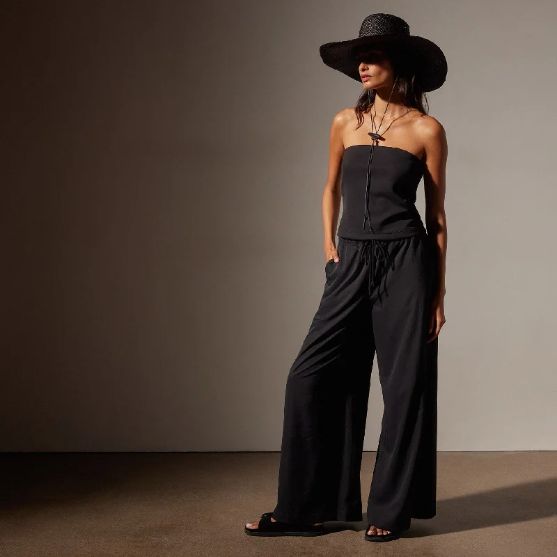 Buy More, Save More Lightweight Matte Sateen Wide Leg Pant - Black