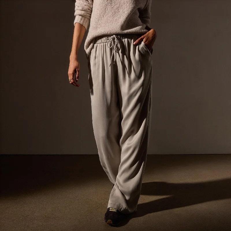 Year-End Sale Satin Wide Leg Pant - Putty Pigment