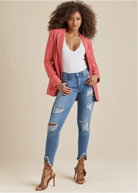 Grand Opening Sale Triangle Hem Jeans - Medium Wash
