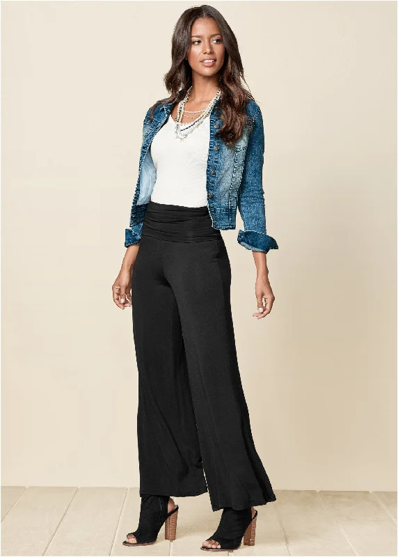 Discount Days Easy Foldover Pants - Black