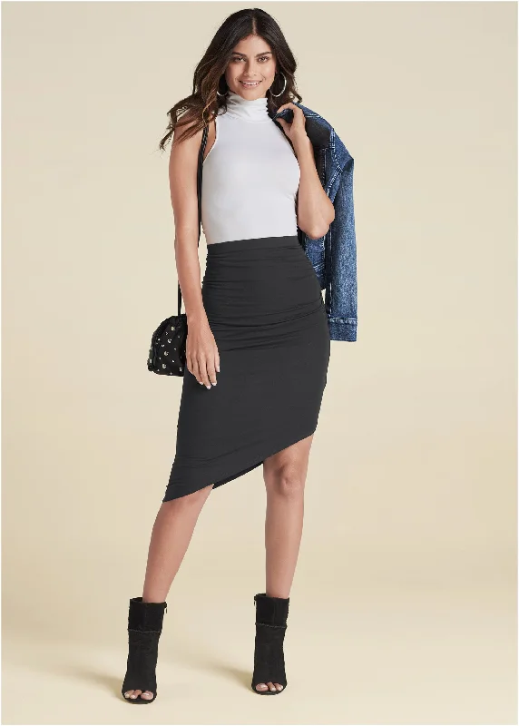 Referral Discount Easy Midi Skirt - Black