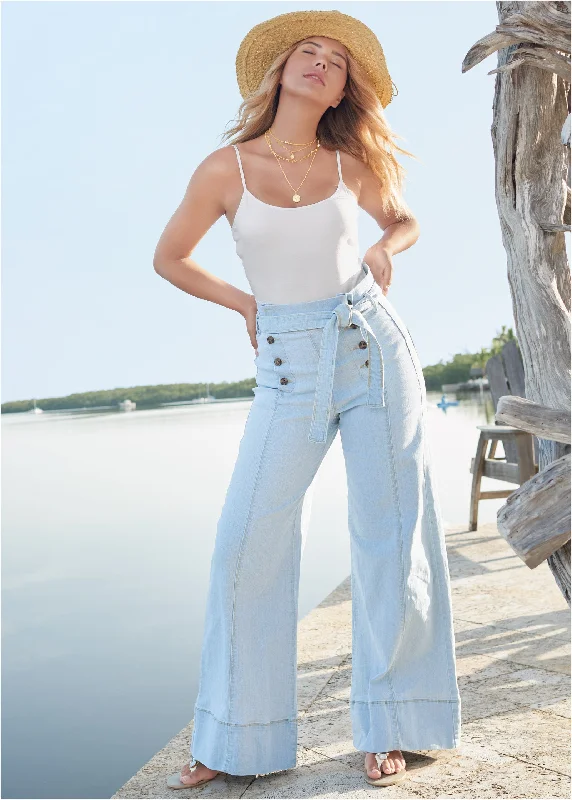 Mega Deal Flare Leg High Waist Jeans - Light Wash