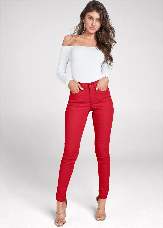 Holiday Sale Heidi Skinny Jeans - Red