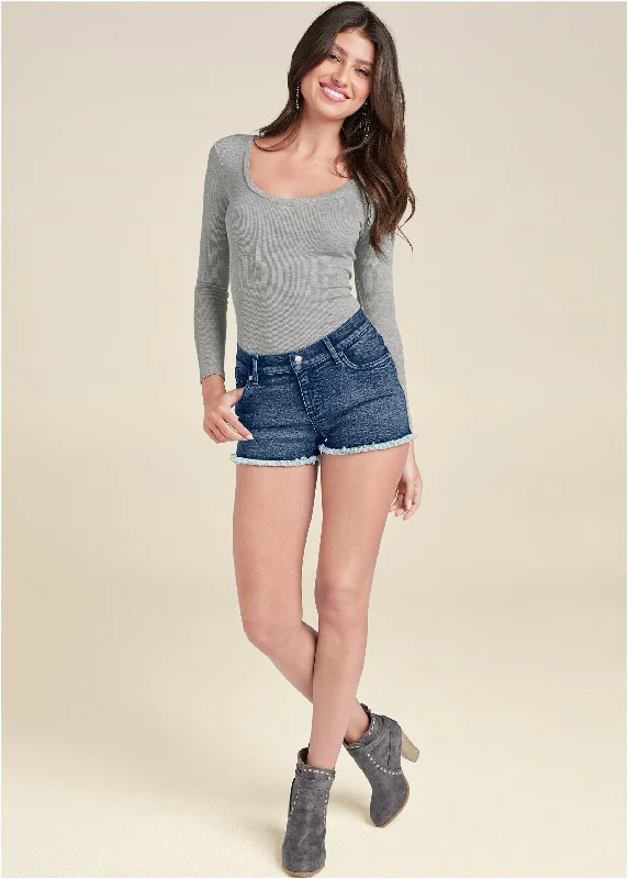 Stock Up and Save Jessica Cutoff Denim Shorts - Medium Wash