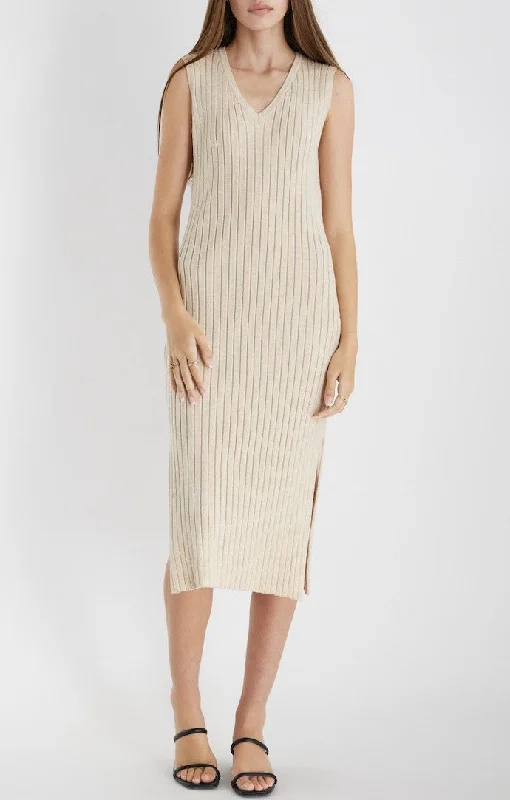 Massive Deals Janessa Cream Ribbed Dress