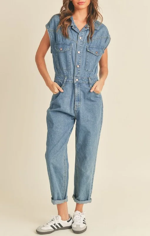Super Bargain Jewel Denim Utility Jumpsuit