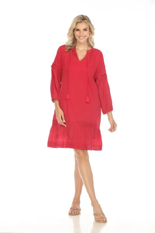 Last Chance Johnny Was Calme Split Neck Pintuck Dress O31117 Boho Chic
