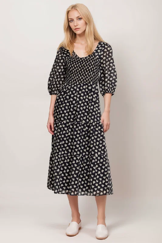 Sale Event Johnny Was Jade Couple Of Hearts Cotton-Blend Midi-Dress L31724 Boho Chic
