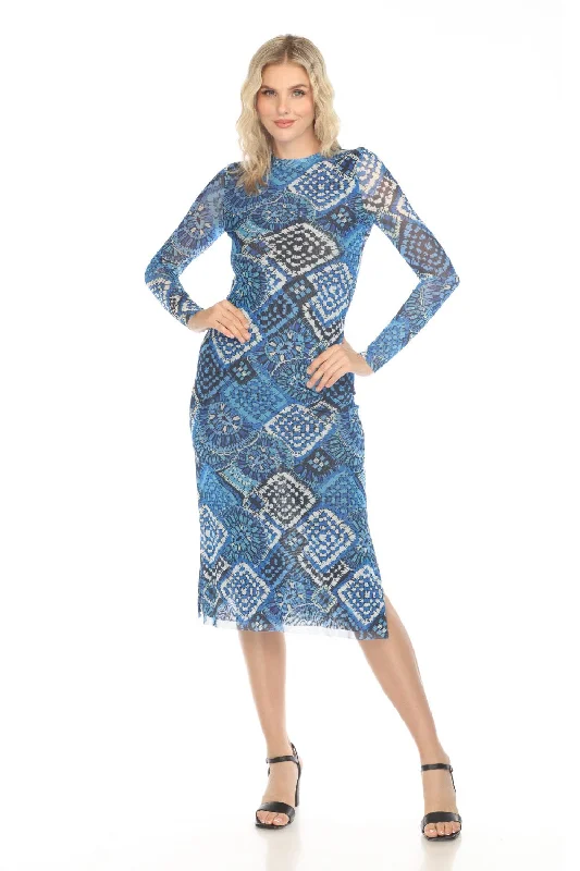 Epic Deals Johnny Was Jade Blue Lolia Mesh Midi Dress L34324-E