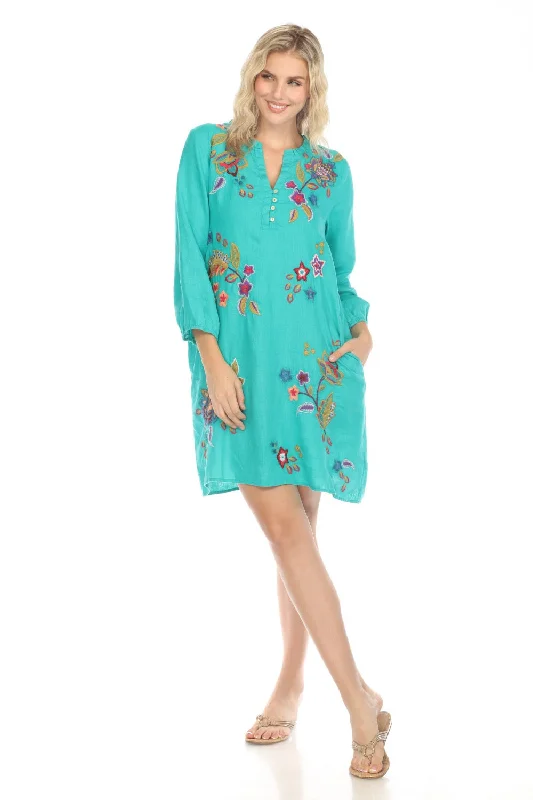 Best Bargains Johnny Was JWLA Shift Field Embroidered Linen Dress J34824-E