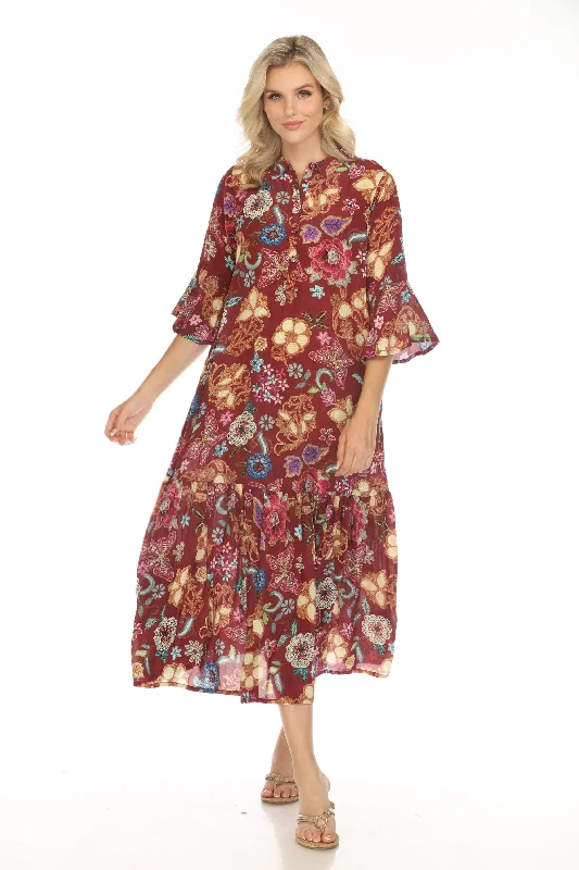 Super Sale Johnny Was Nash Floral Silk Midi Dress C34724B9 Boho Chic
