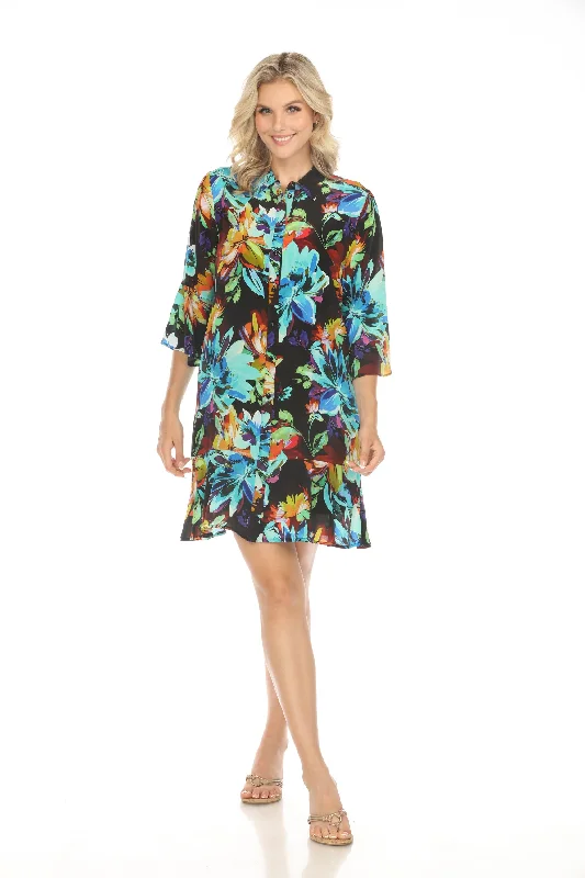 Hurry In Johnny Was Workshop Floral Silk Shirt Dress W092424 Boho Chic