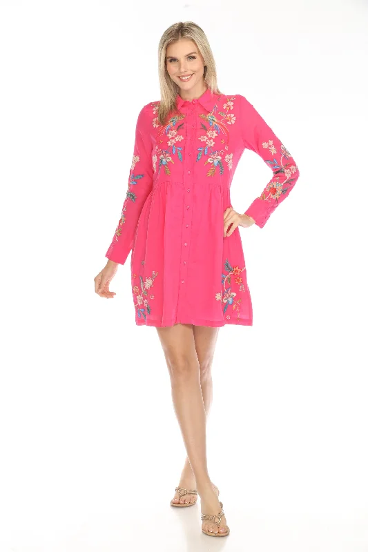 Savings Alert Johnny Was Workshop Pink Malaya Piping Shirt Dress W31224-E
