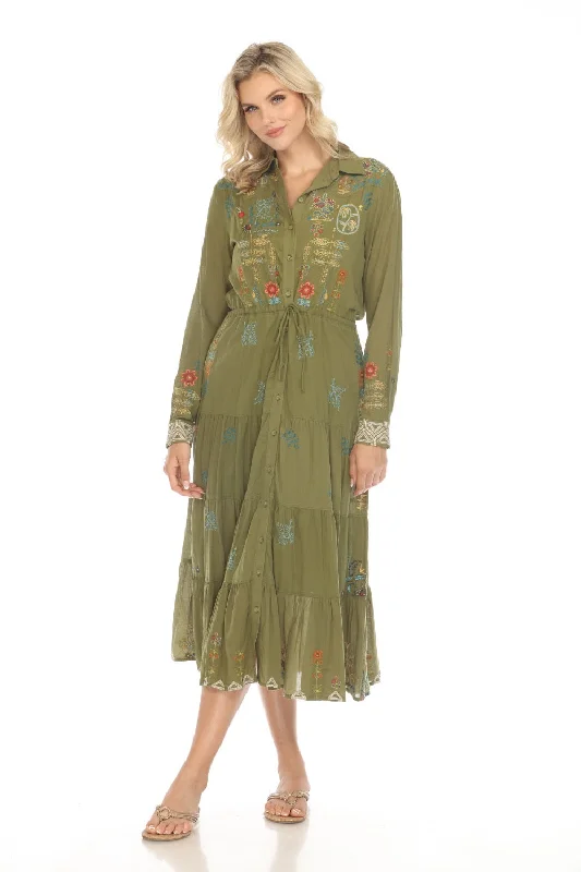 Price Drop Johnny Was Workshop Scara Western Tiered Shirt Dress W32723-E Boho Chic