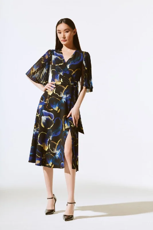YEAR-End Clearance Joseph Ribkoff Black/Multi Floral Print Chiffon Midi Fit & Flare Dress 243776 YEAR-End Clearance Joseph Ribkoff Black/Multi Floral Print Chiffon Midi Fit & Flare Dress 243776