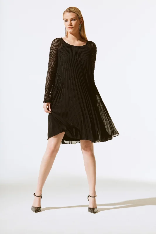 Low Prices Joseph Ribkoff Black Pleated Chiffon Sequined Party Dress 243778