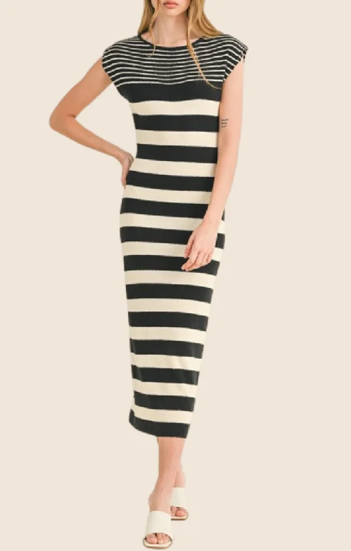 Year-End Clearance Juliana Black Stripe Knit Dress