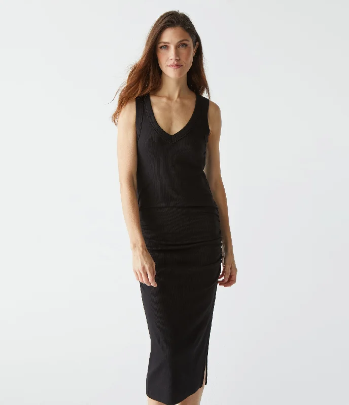 Amazing Deals Lori Ribbed V-Neck Dress