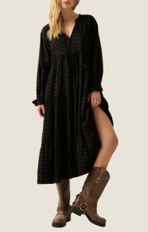Special Offer Lux Black Tiered Maxi Dress