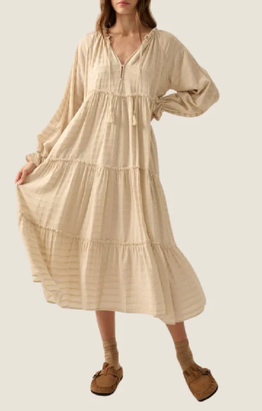 New Markdowns Lux Cream Tiered Maxi Dress