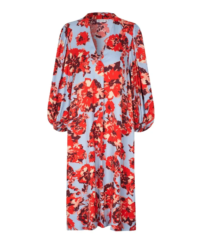 Can't Miss Nalo Smock-Sleeve Midi Dress