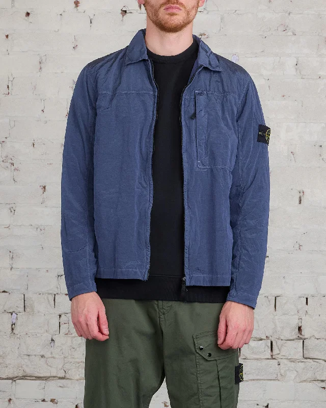 Stone Island Iridescent Nylon Metal Overshirt Mid Blue