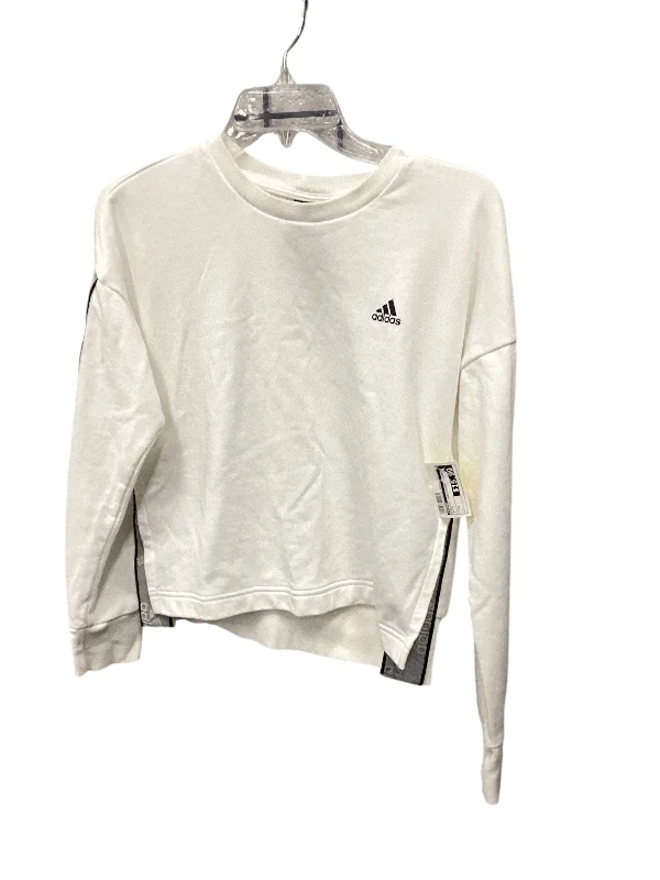Flash Sale Athletic Sweatshirt Crewneck By Adidas In White, Size: S