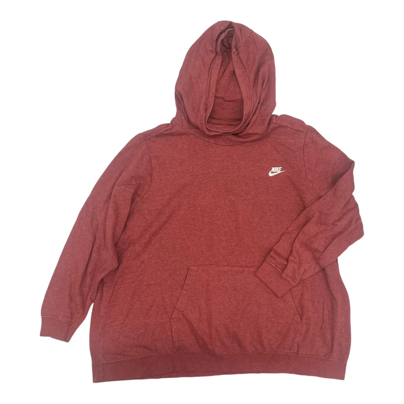 Super Bargain Athletic Sweatshirt Hoodie By Nike Apparel In Red, Size:3X