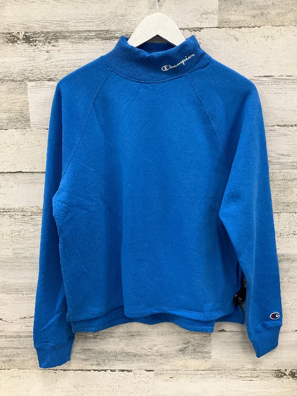 Discount Deals Athletic Top Long Sleeve Collar By Champion In Blue, Size: M