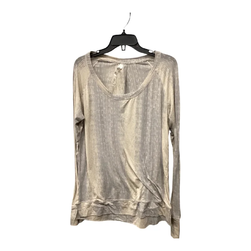 Referral Discount Athletic Top Long Sleeve Crewneck By Lululemon In Cream & Grey, Size: 10