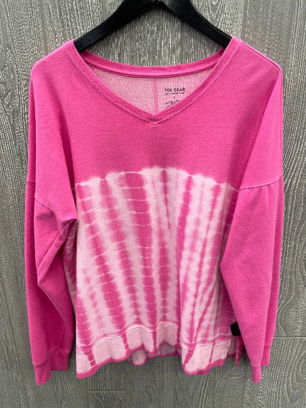 Deal of the Week Athletic Top Long Sleeve Crewneck By Tek Gear In Pink, Size: L
