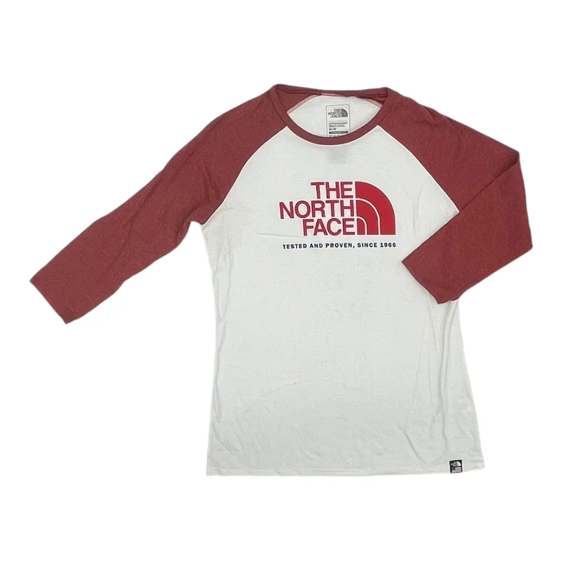 Price Reduction Athletic Top Ls Crewneck By The North Face In Red & White, Size:M