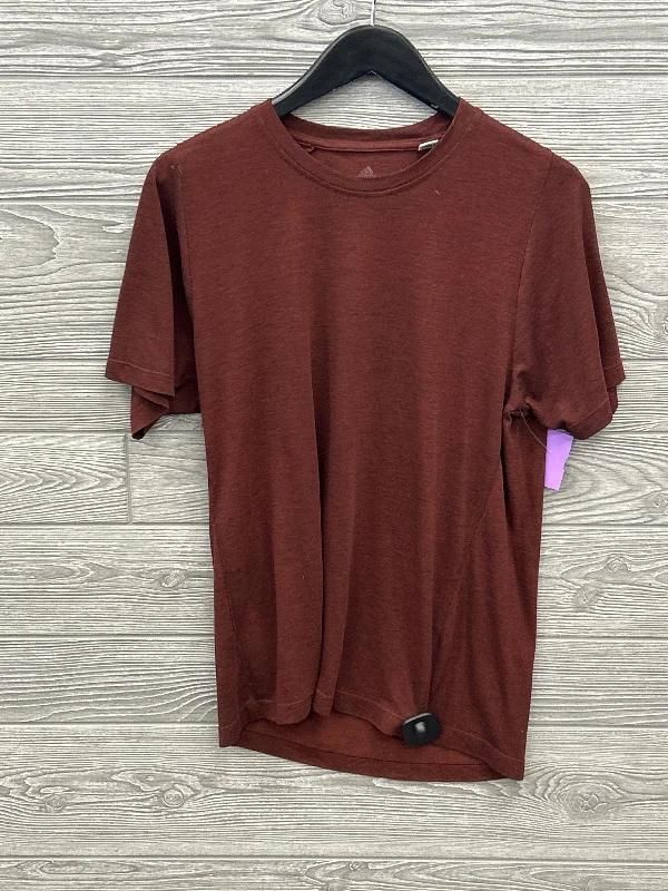Super Deal Athletic Top Short Sleeve By Adidas In Brown, Size: M