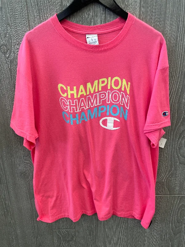 Lowest Price Athletic Top Short Sleeve By Champion In Pink, Size: L