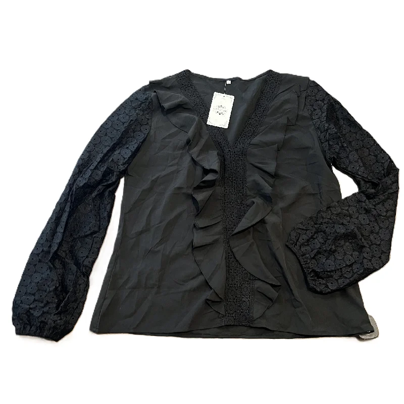 Price Reduction Black Top Long Sleeve By La Mode, Size: L