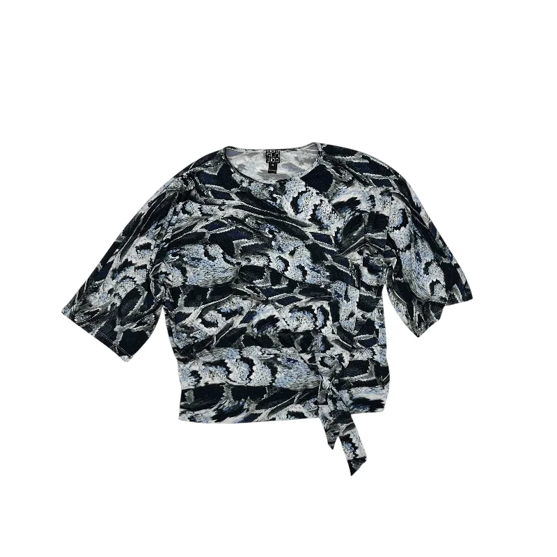 While Supplies Last Blouse 3/4 Sleeve By Clara Sun Woo In Blue & White, Size:Xl