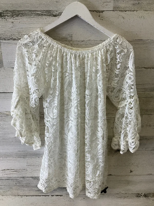 Special Offer Blouse 3/4 Sleeve By Winwin In White, Size: S
