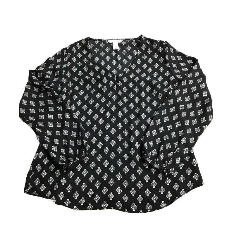 Limited Time Discount Blouse Long Sleeve By White House Black Market In Black White, Size: 8