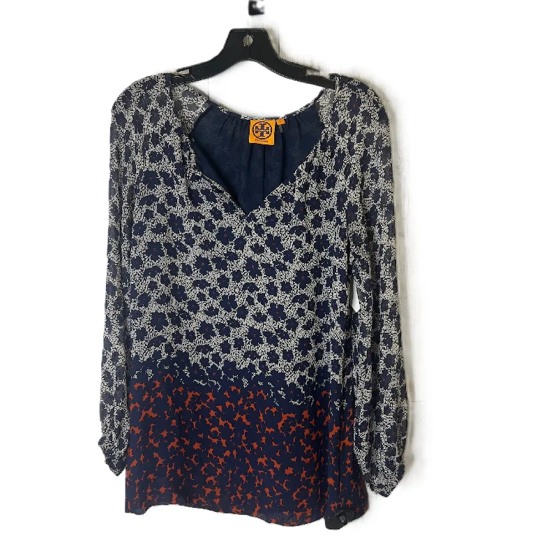 Midnight Madness Blue Top Long Sleeve By Tory Burch, Size: 6