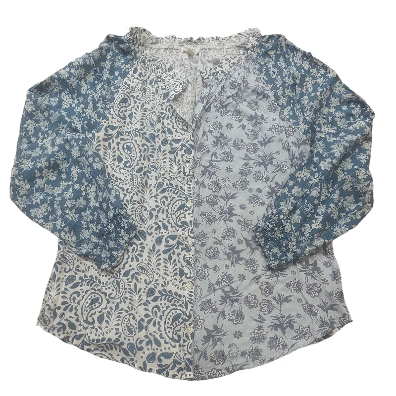 Weekend Flash Sale Blue White Top Long Sleeve Beachlunchlounge, Size S