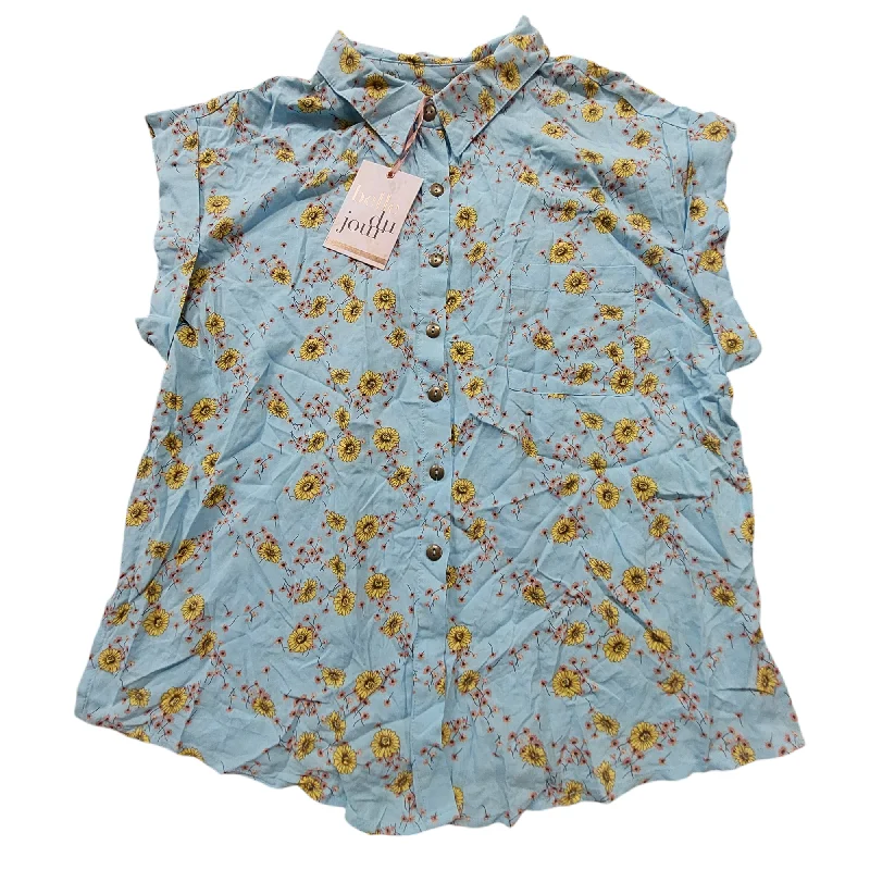 Huge Discounts Blue & Yellow Top Short Sleeve Belle Du Jour, Size Xl