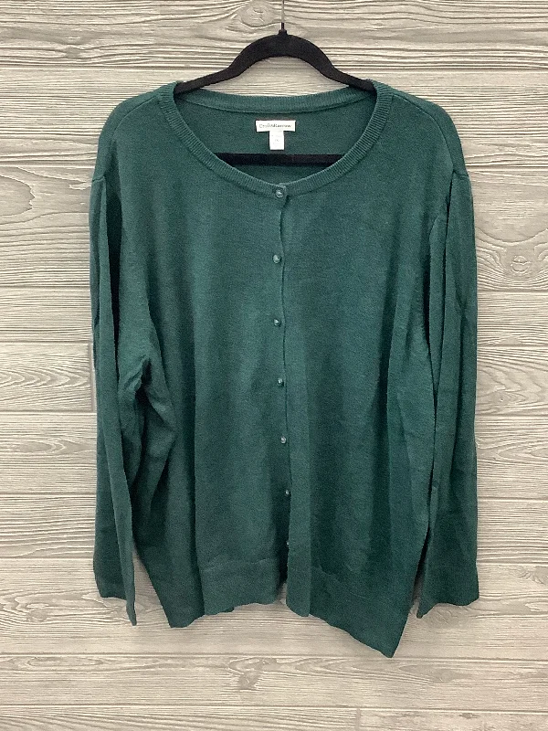 Fantastic Offers Cardigan By Croft And Barrow In Green, Size: 3x