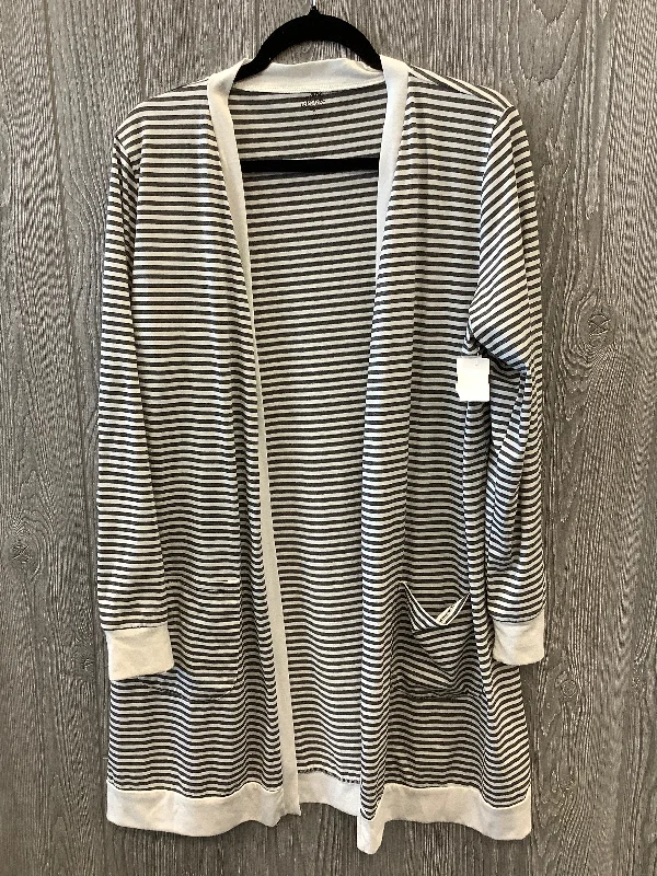 Discount Mania Cardigan By Faded Glory In Striped Pattern, Size: 2x